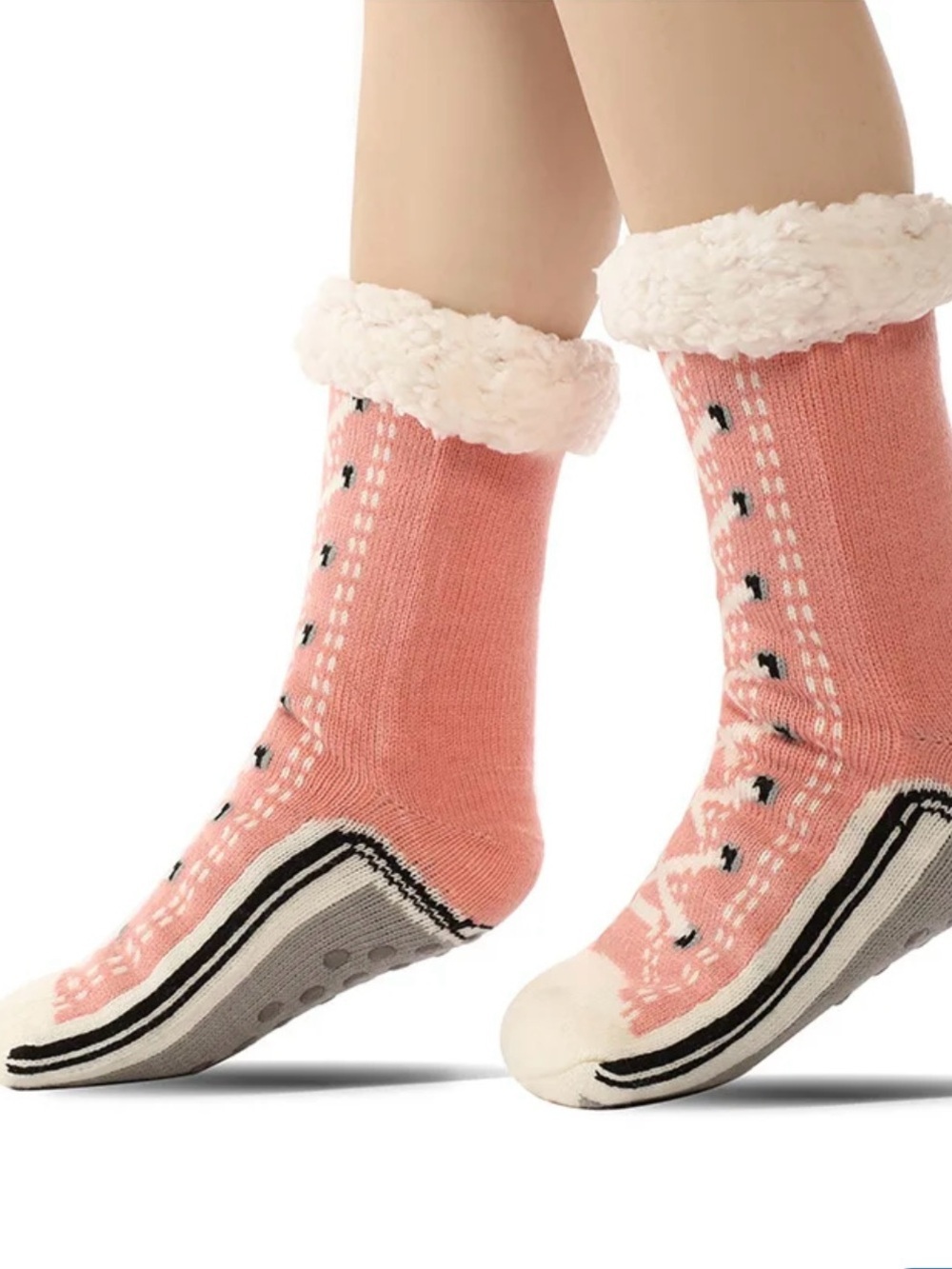 Cozy Pink Sherpa-Lined Slipper Socks